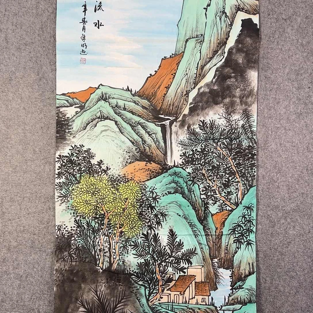 国画634 牡丹之花之叶的颜色与