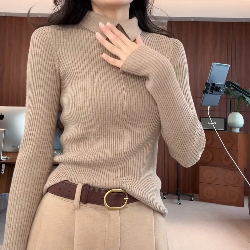 2025冬季新款显瘦百搭修身针织衫长袖针织打底洋气上衣LK2507620