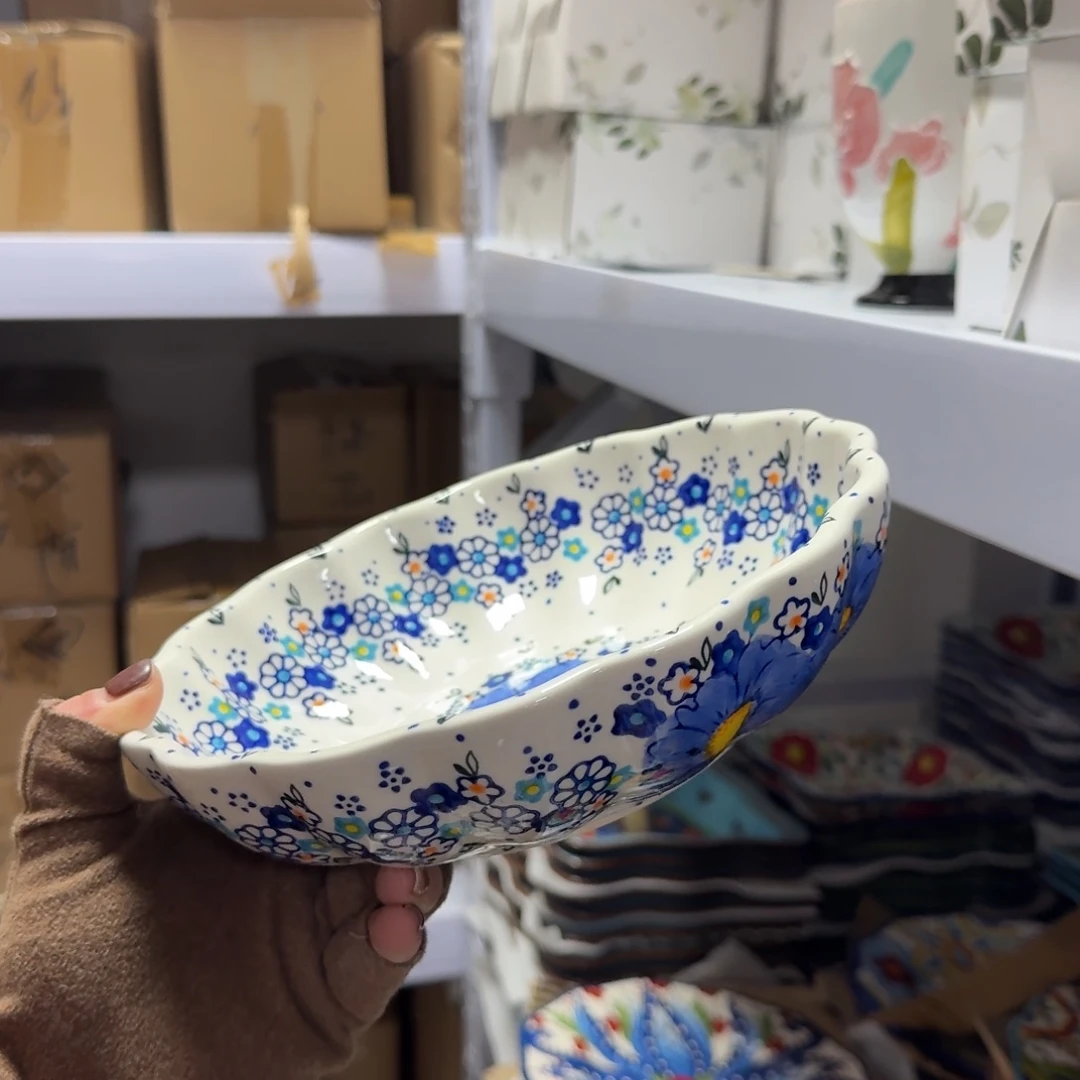 瓷8英寸勿忘我深盘一只