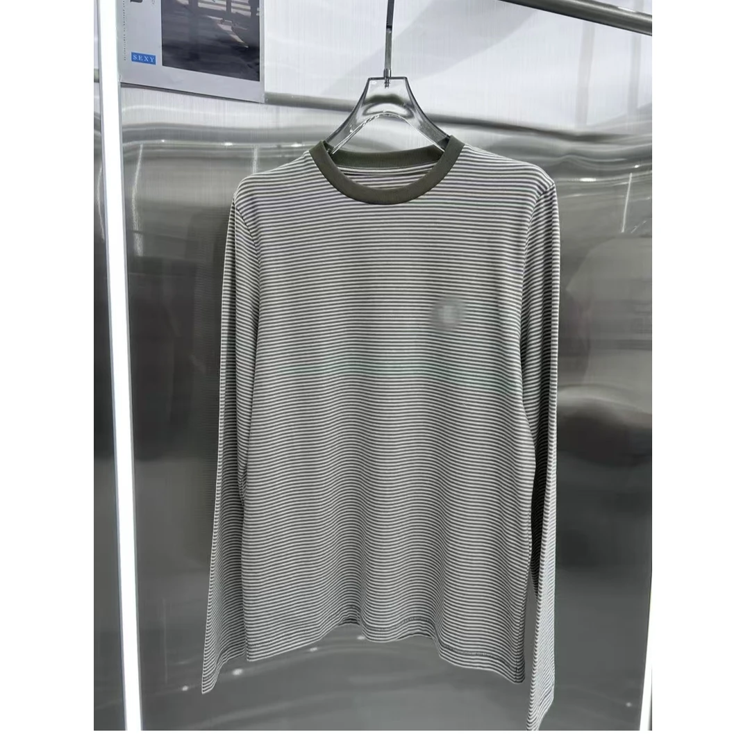 【小黑家】长高端柔软舒适棉细腻横条纹小刺绣百搭T恤