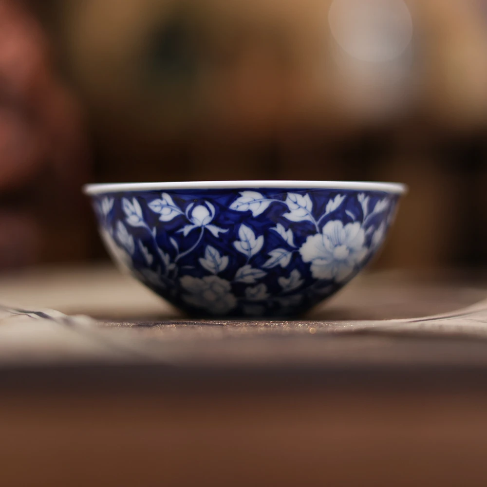 阿茶 牡丹缠枝普洱杯（霁月0009）