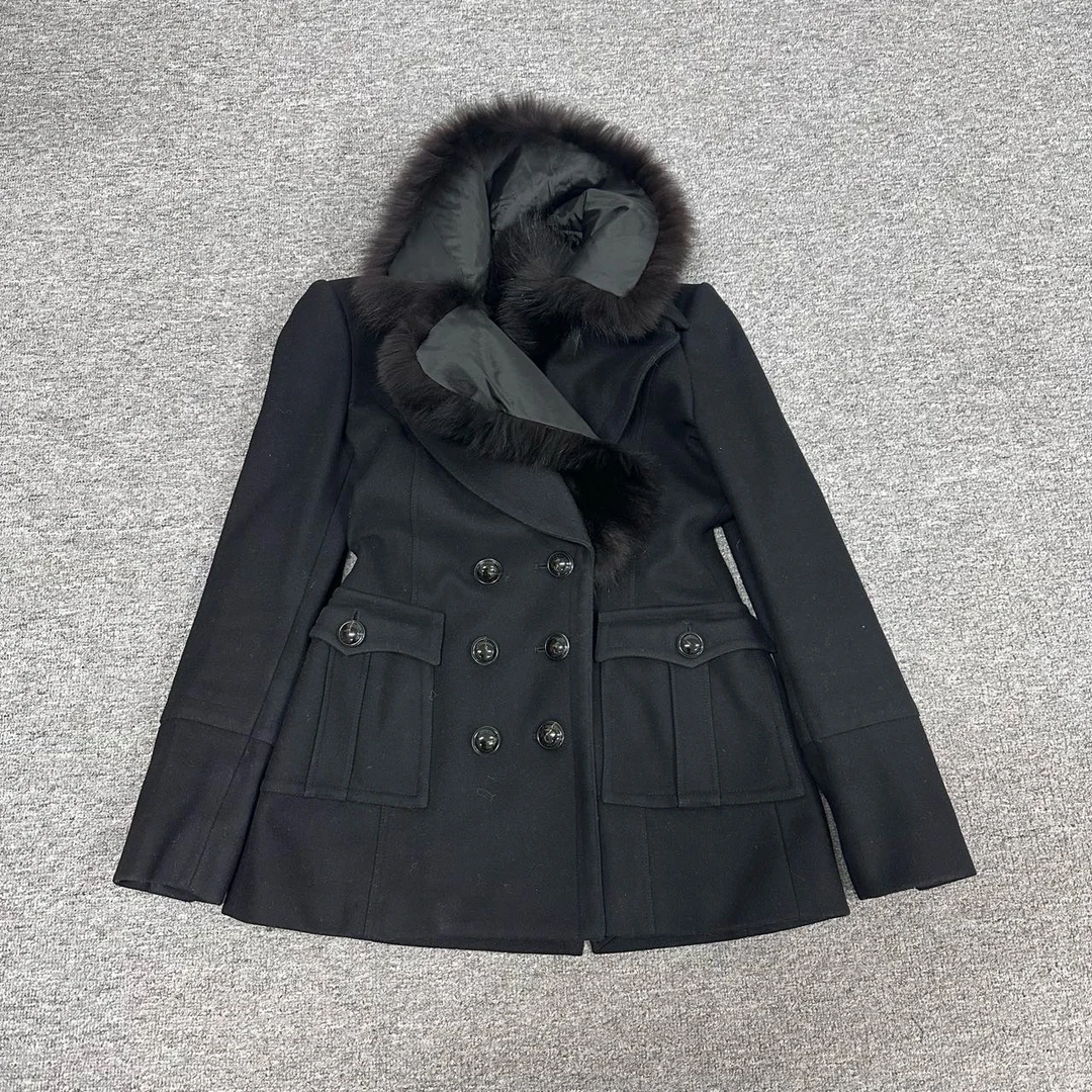 99新 AMIPARIS burberry 毛领大衣uk8