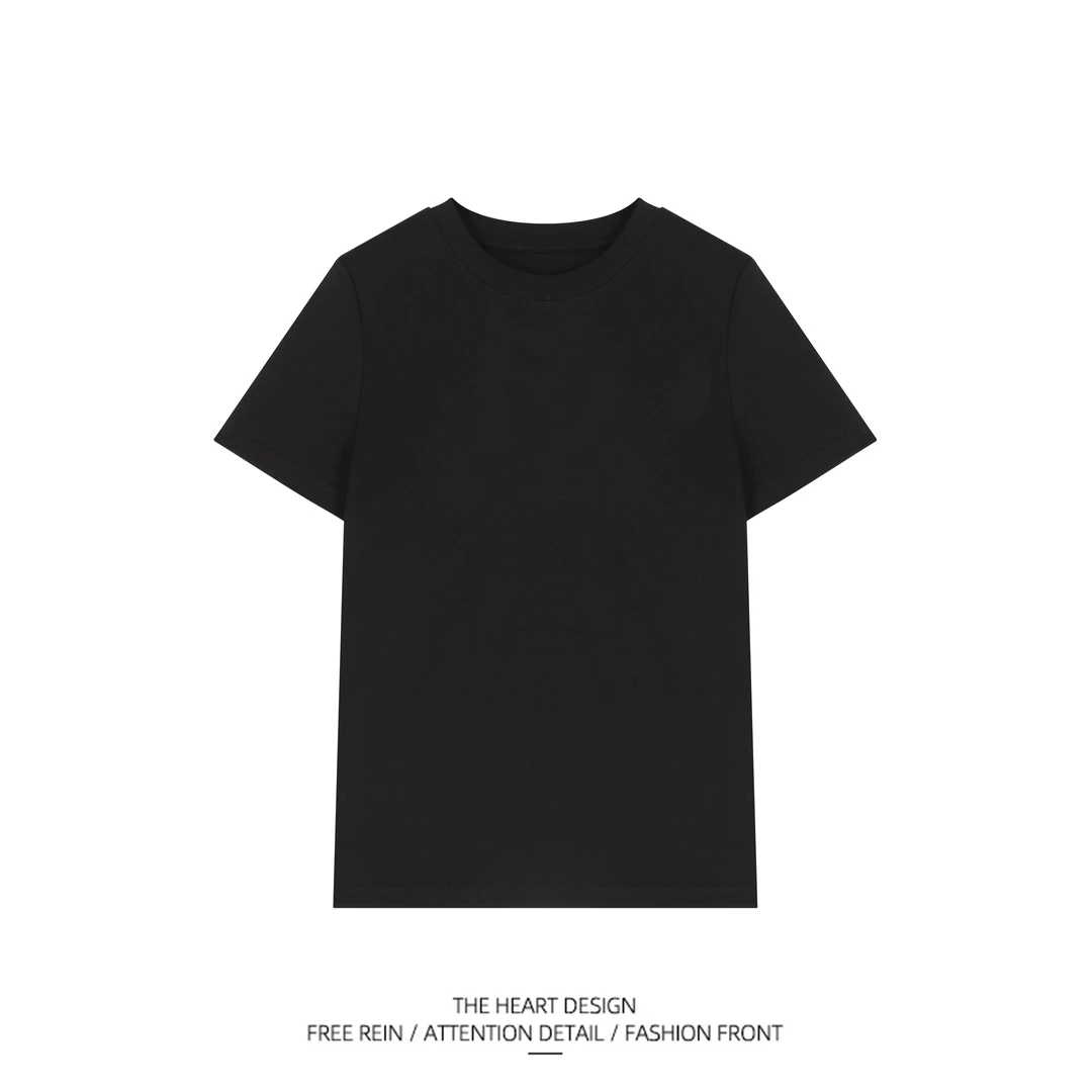 薛懒懒 女士简约刺绣短袖圆领休闲夏季百搭T恤801