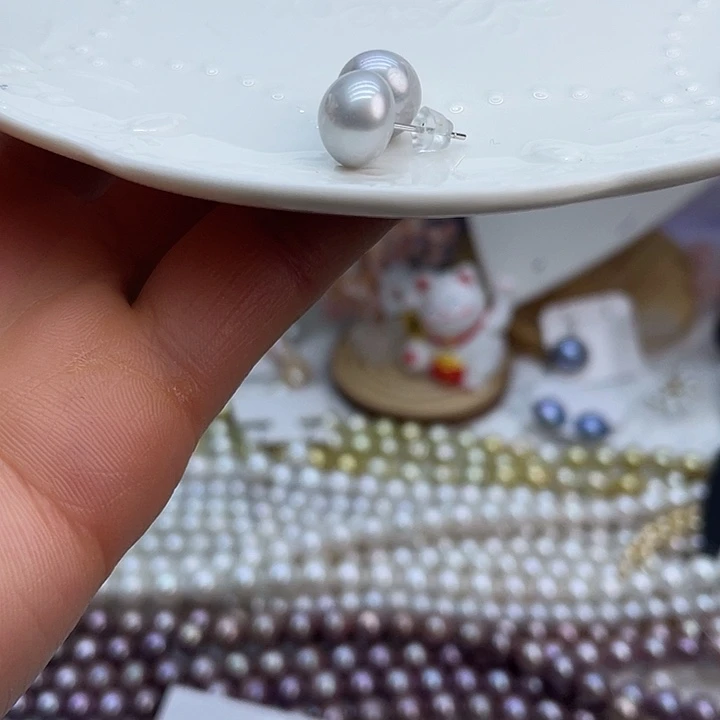 琉璃纯铜合金超好看的耳饰，天然奶奶灰