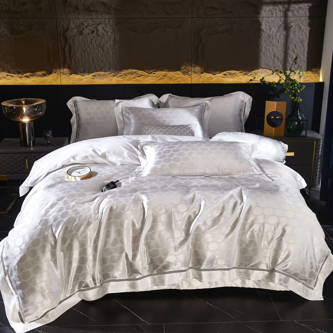 梦锦阁-尾货特价轻奢真丝提花匹马棉四季时尚床盖四件套