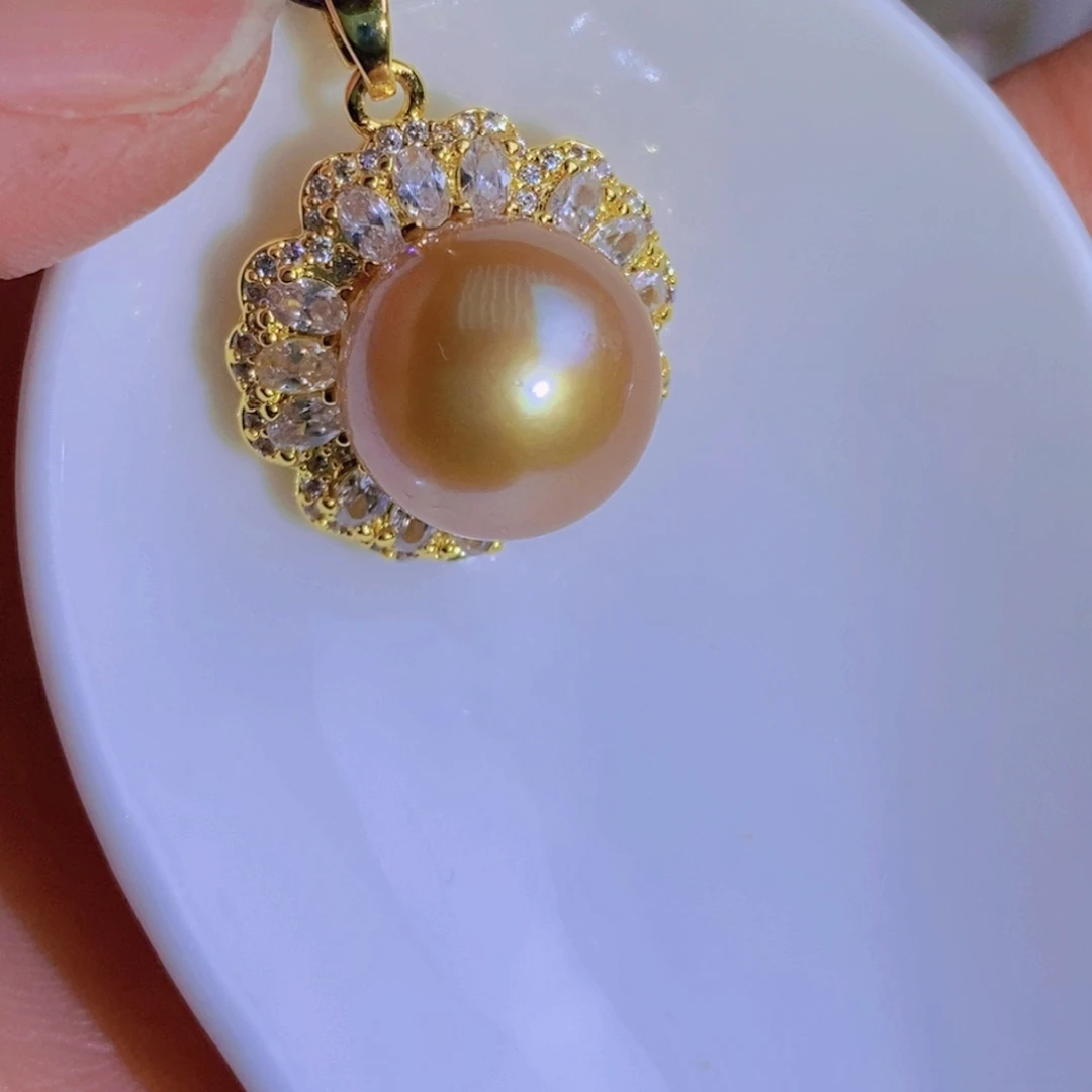 银S925镶嵌天然淡水珍珠淡水珍珠