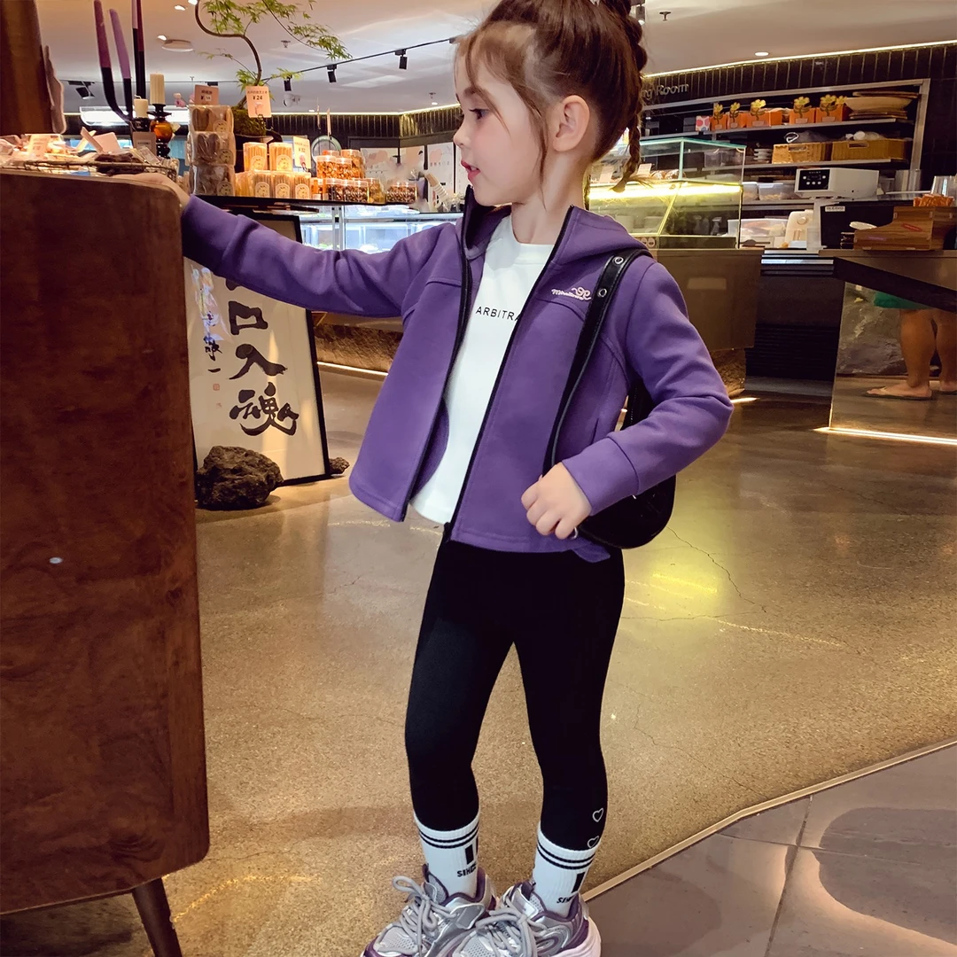 女童连帽卫衣外套秋装2025新款洋气儿童显瘦休闲百搭女孩开衫上衣