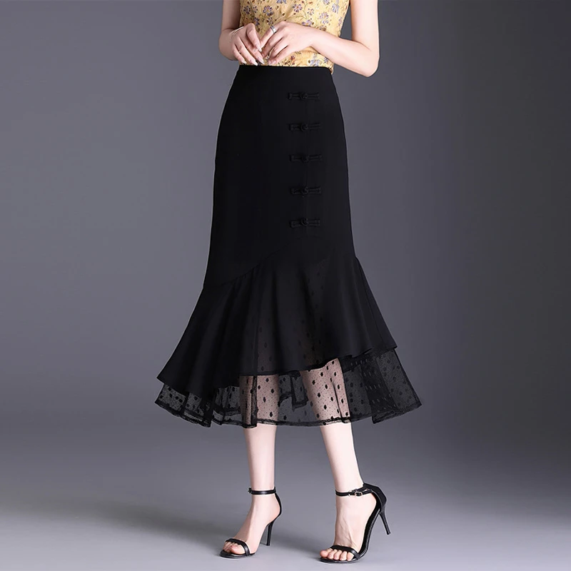 商场同款鱼尾裙女2025年夏季新款高腰修身显瘦气质中长品质半身裙