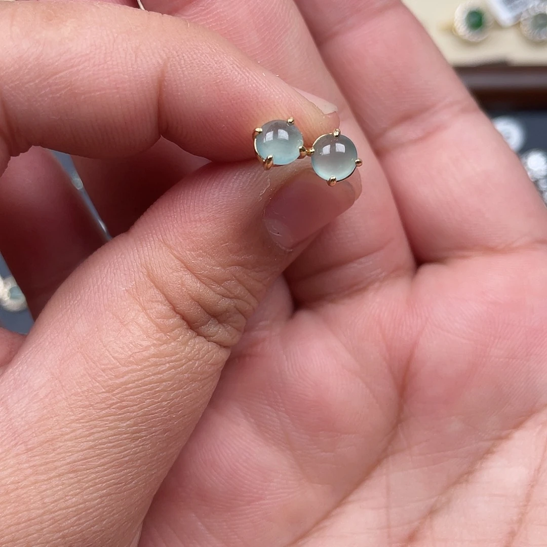 翡翠银S925镶嵌耳饰