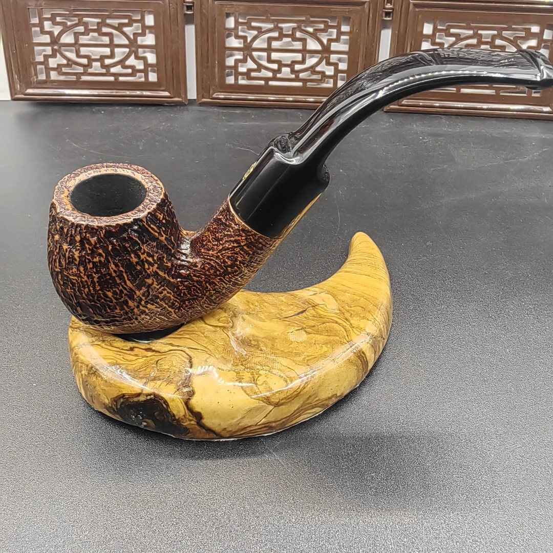 【沙芬】爱丽莎火焰系列613型号喷砂麻面全新石楠木手工烟斗