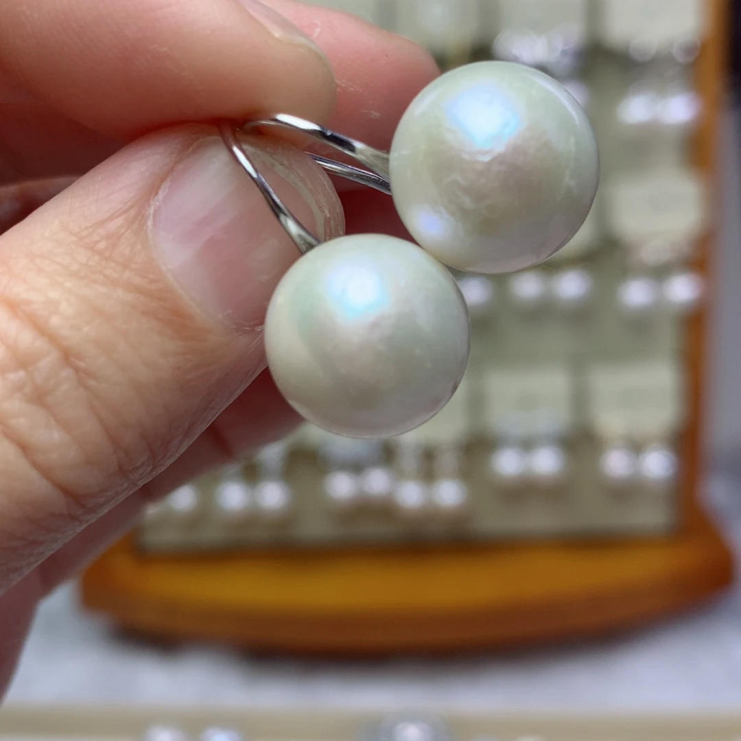 淡水珍珠耳饰银S925镶嵌湖****穗03