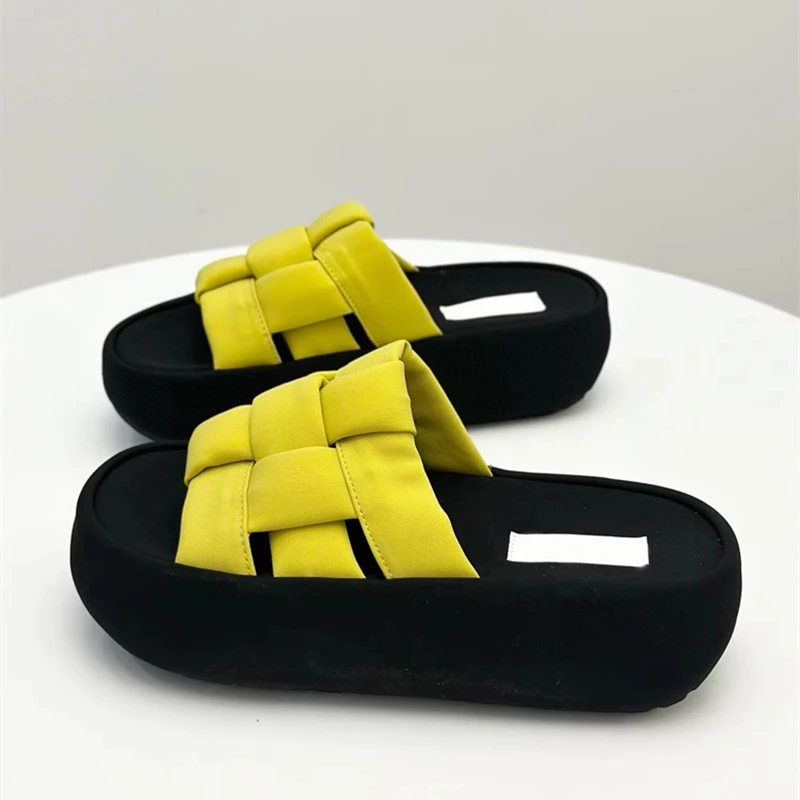 超nice厚底拖鞋女夏外穿2025新款百搭一脚蹬凉拖时尚编织一字拖