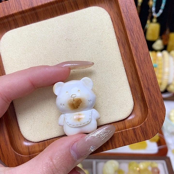 手链蜜蜡未镶嵌蜜蜡瓷白小熊