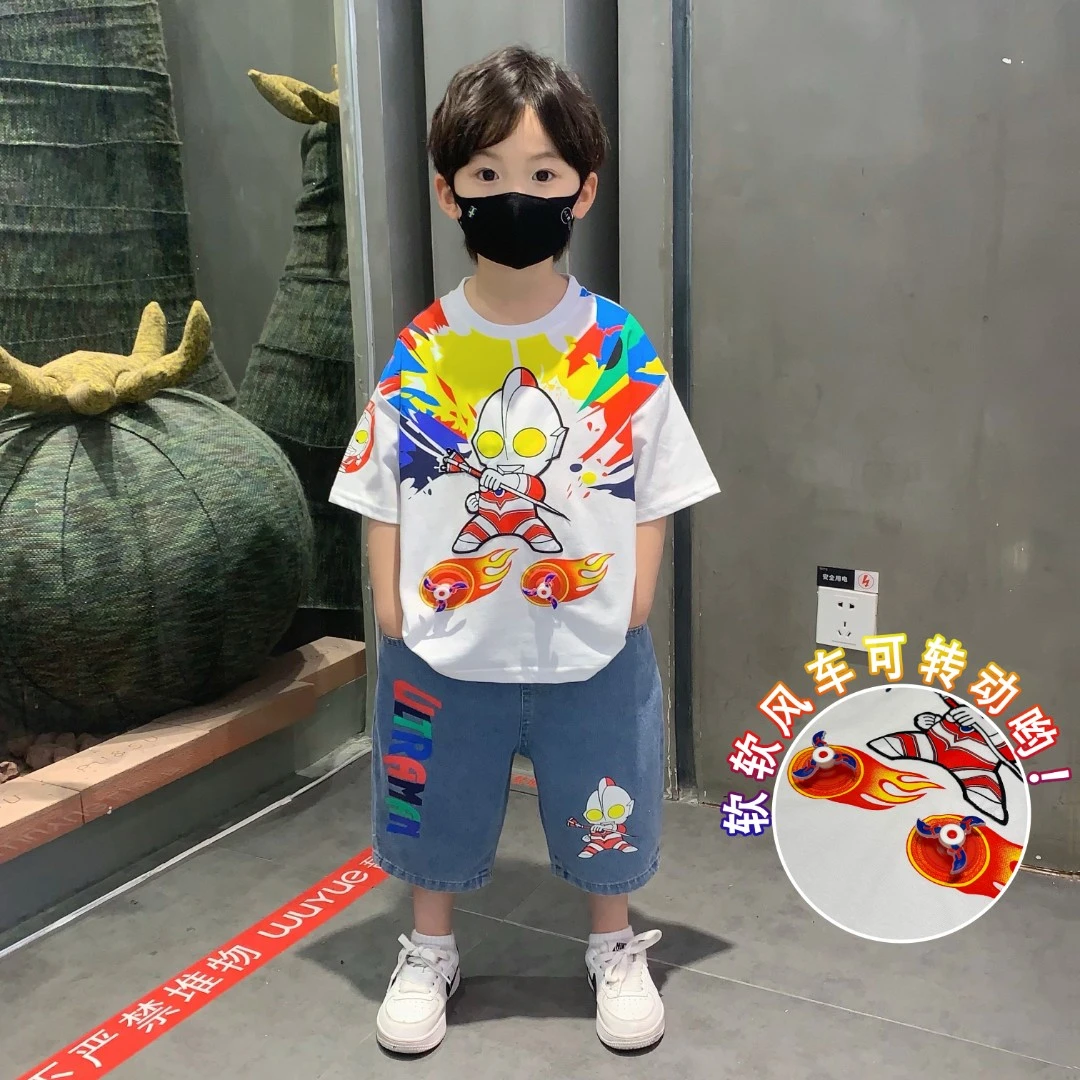 奥特曼儿童衣服2025新款男童夏套装潮酷痞帅男宝宝夏装男孩短袖潮