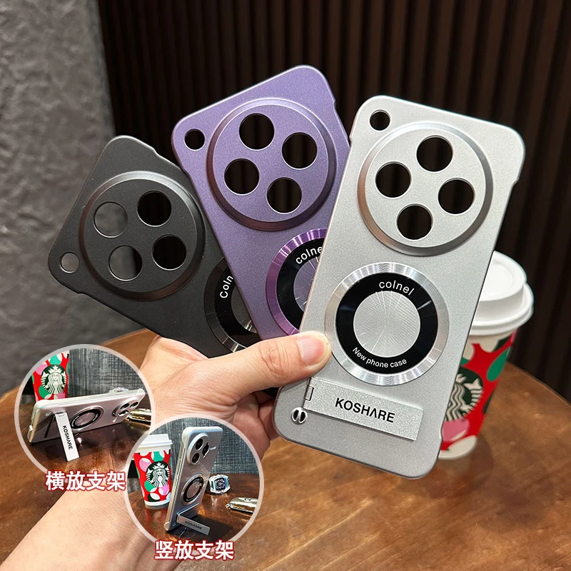 【适用OPPO全型号】超薄无边框实用防摔保护套带支架高级散热手机壳