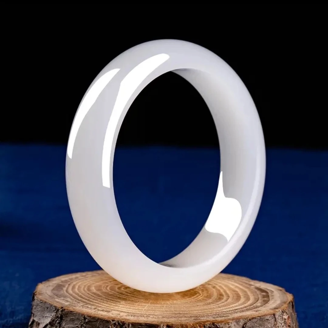 中巴友谊（星光小飞）白色玉镯时尚百搭少女款手镯贵妃美人镯送妈妈