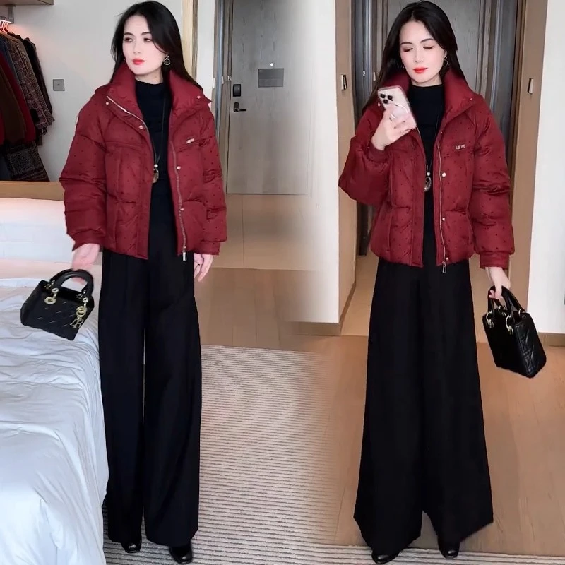 时尚立领短款棉服外套女2025冬季新款洋气减龄加厚保暖面包服棉衣