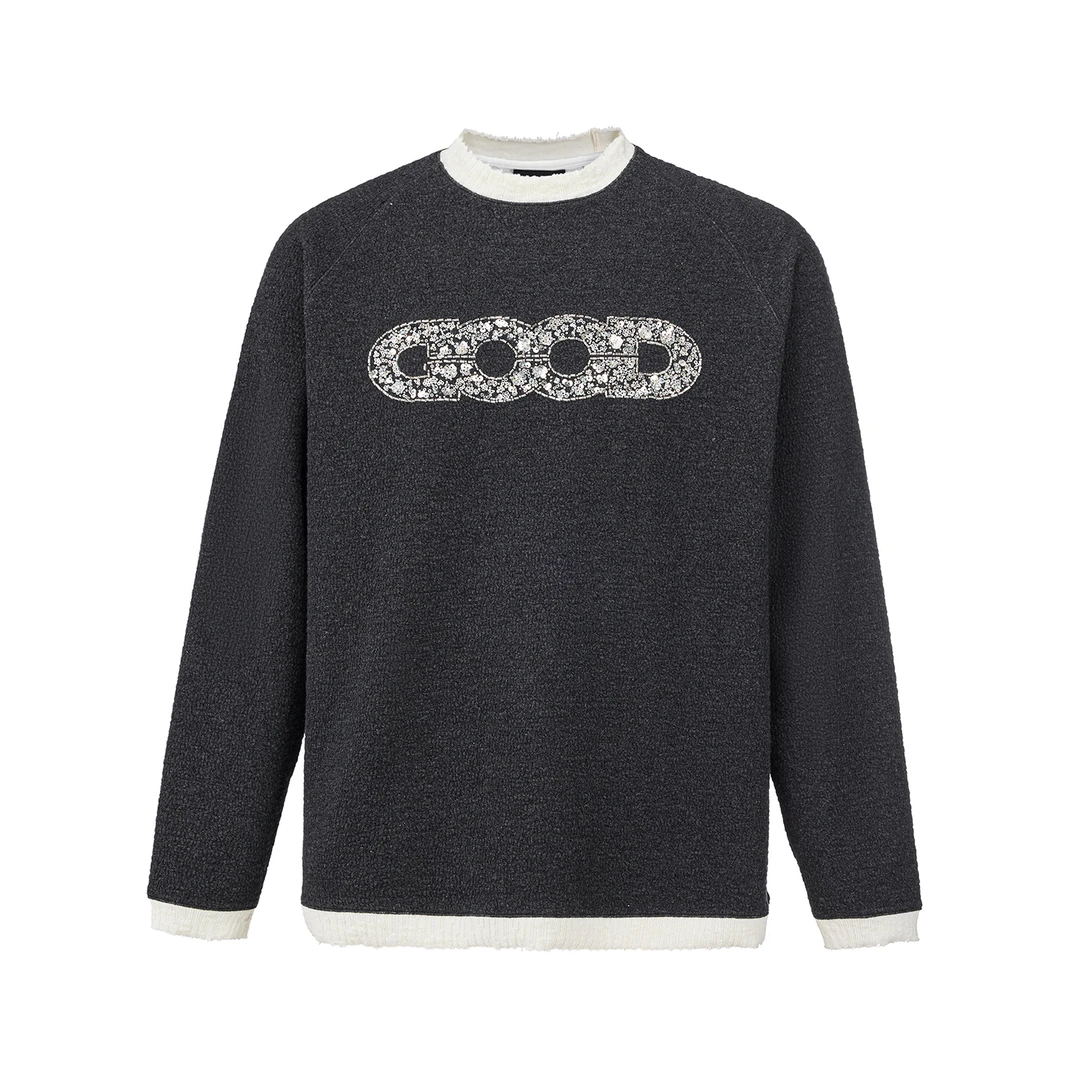 GB-GOODBRAND 2025FW 泡泡提花珠片管珠logo印花长袖 男女同款