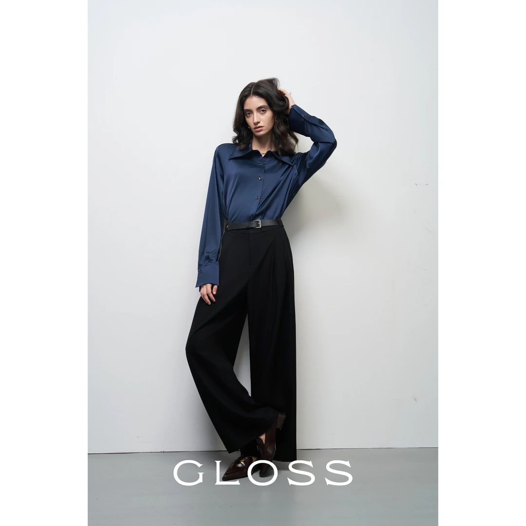 GLOSS【莱赛尔天丝羊毛混纺】25秋冬竖纹设计垂感百搭西装休闲裤