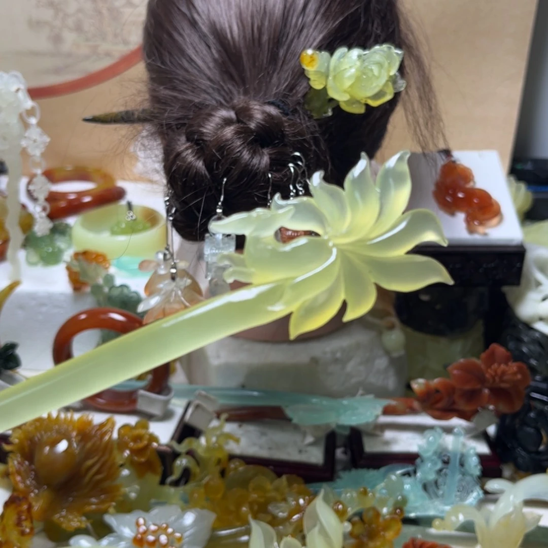 【闪购商品】蛇纹石玉未镶嵌发饰