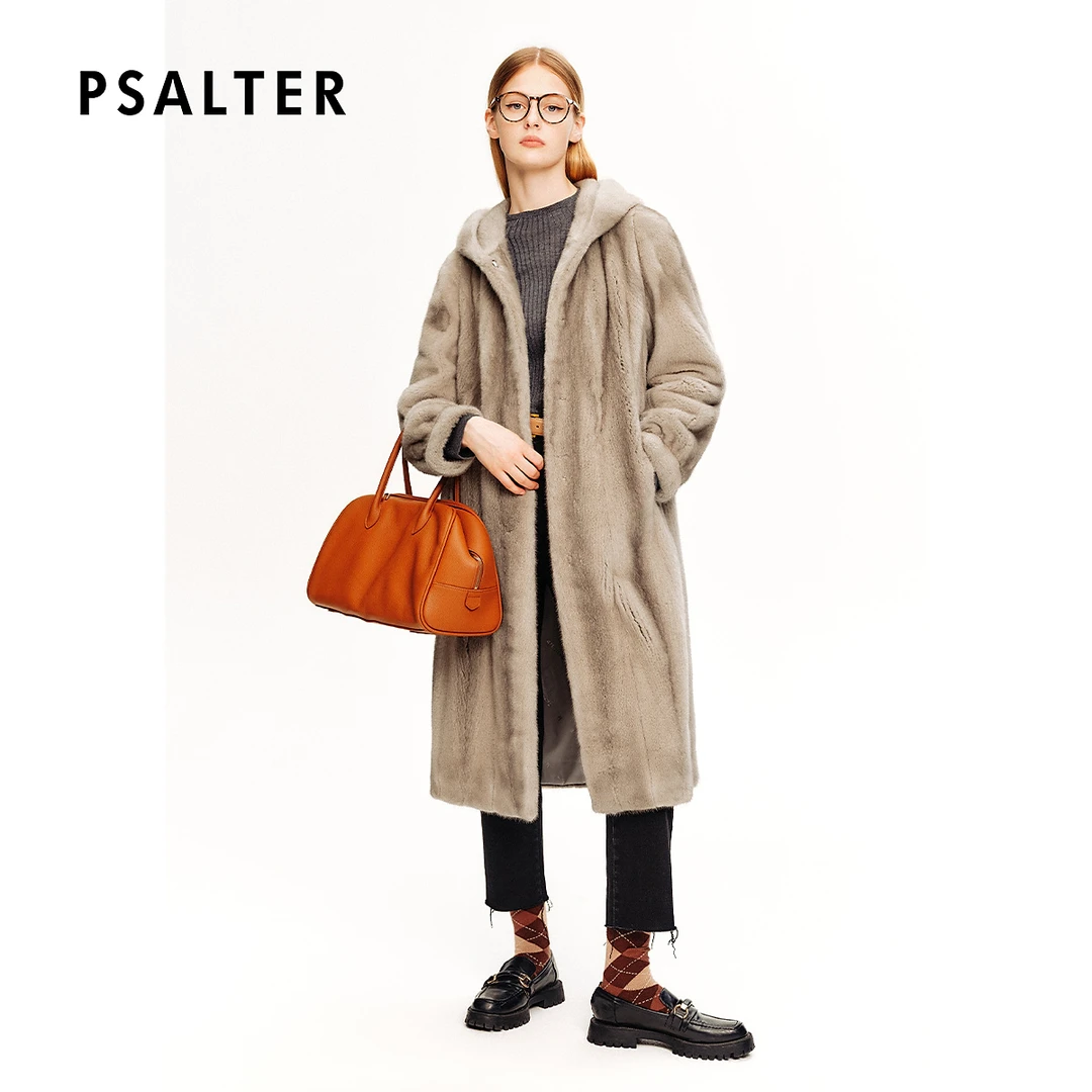 【整貂】PSALTER诗篇简约连帽抽绳收腰水貂毛大衣皮草冬款