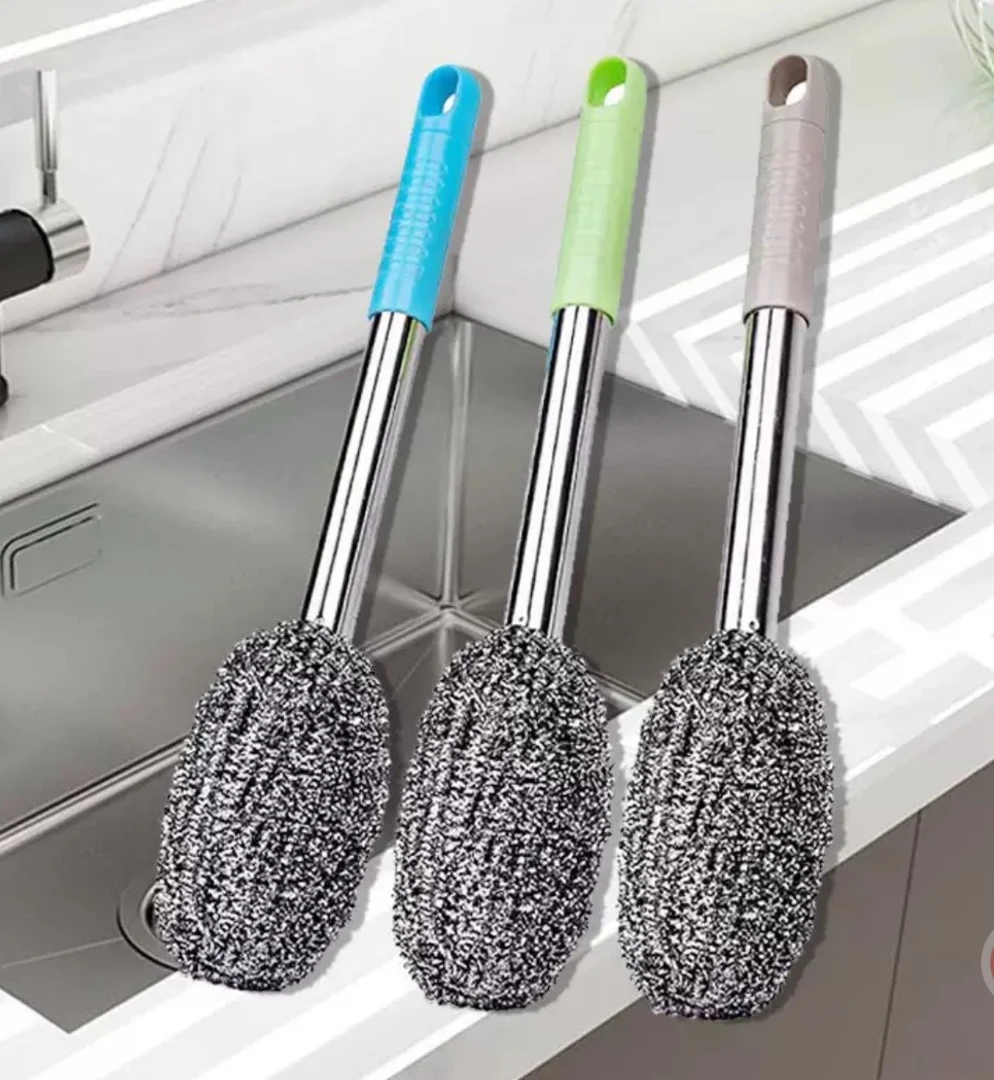 【拍一发三 】长柄不锈钢锅刷钢丝球刷子长杆厨房锅刷