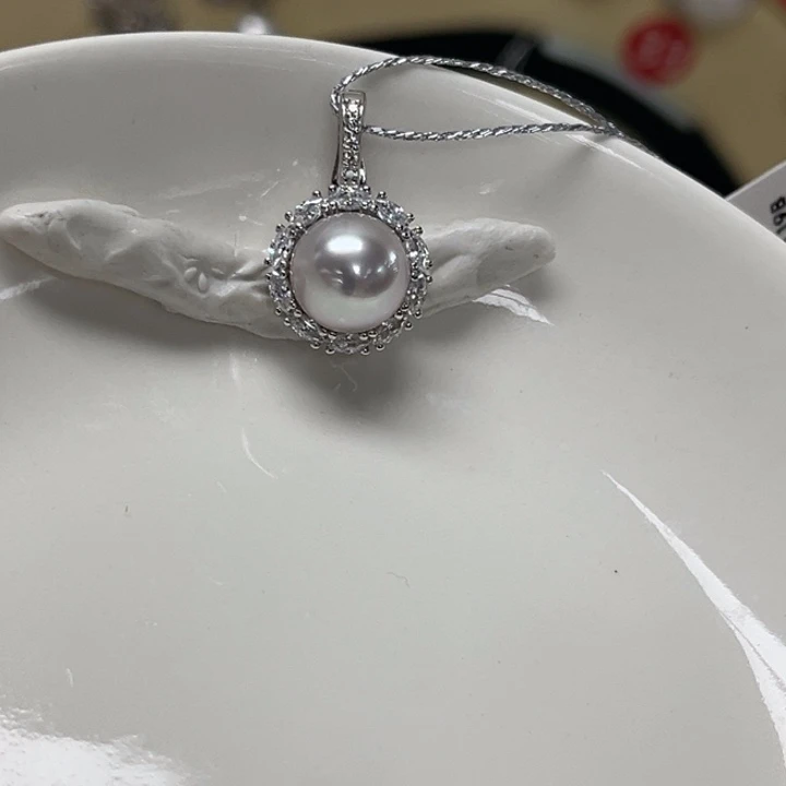 海水珍珠颈饰银S925镶嵌澳白 8-9mm 16号