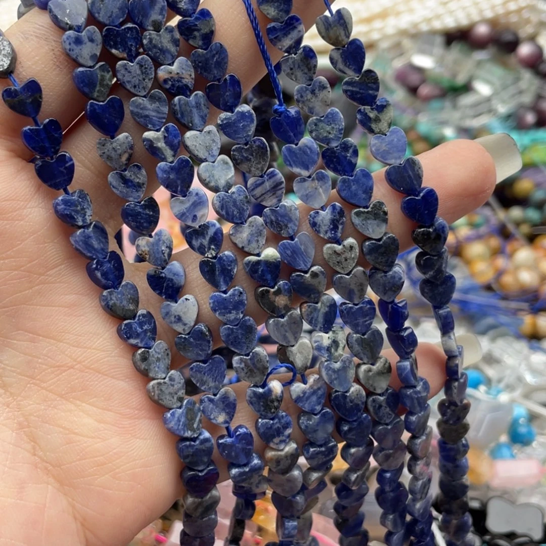 玛瑙/玉髓合金珠宝半成品一条装卡6青金爱心