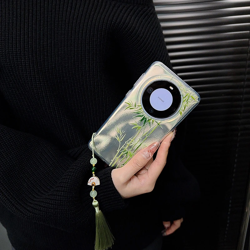 适用华为mate60pro手机壳新款mate60套huawei新中式古风竹子女款