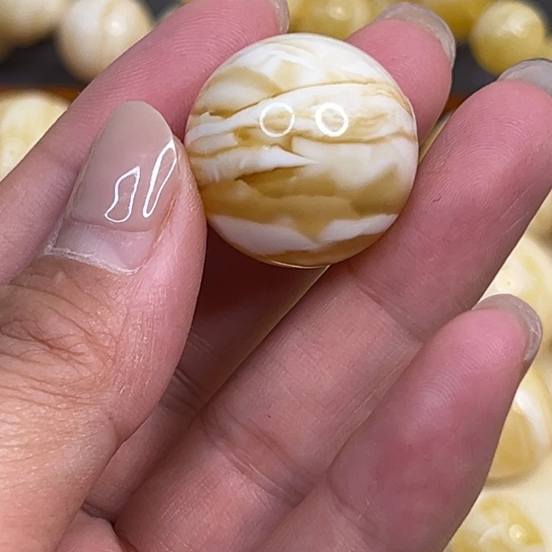 手链琥珀未镶嵌23➕金白圆珠单颗