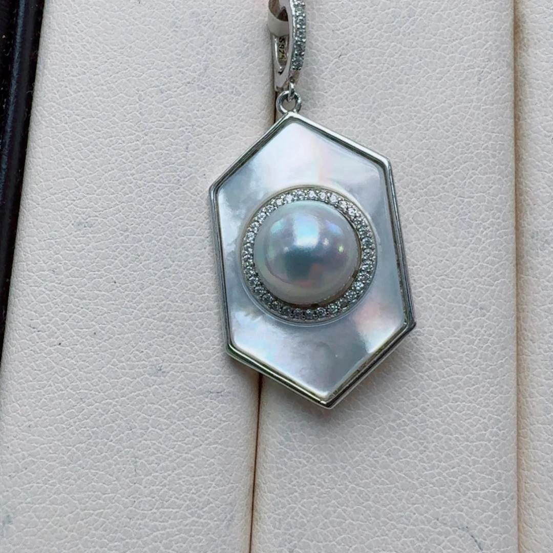 颈饰银S925镶嵌海水珍珠@@yd333