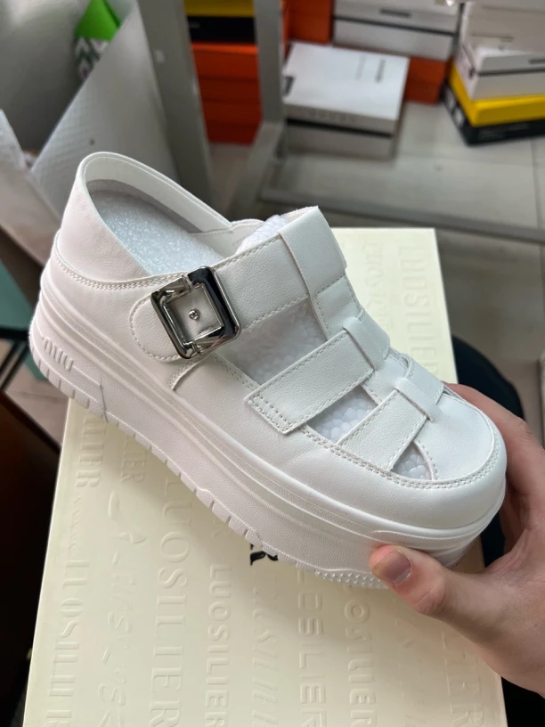 269玛丽珍真皮罗马凉鞋女士夏季2025厚底包头单鞋配裙子乐福皮鞋