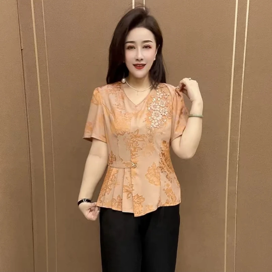 2025夏季新款国风套头时尚潮流短袖橘橘