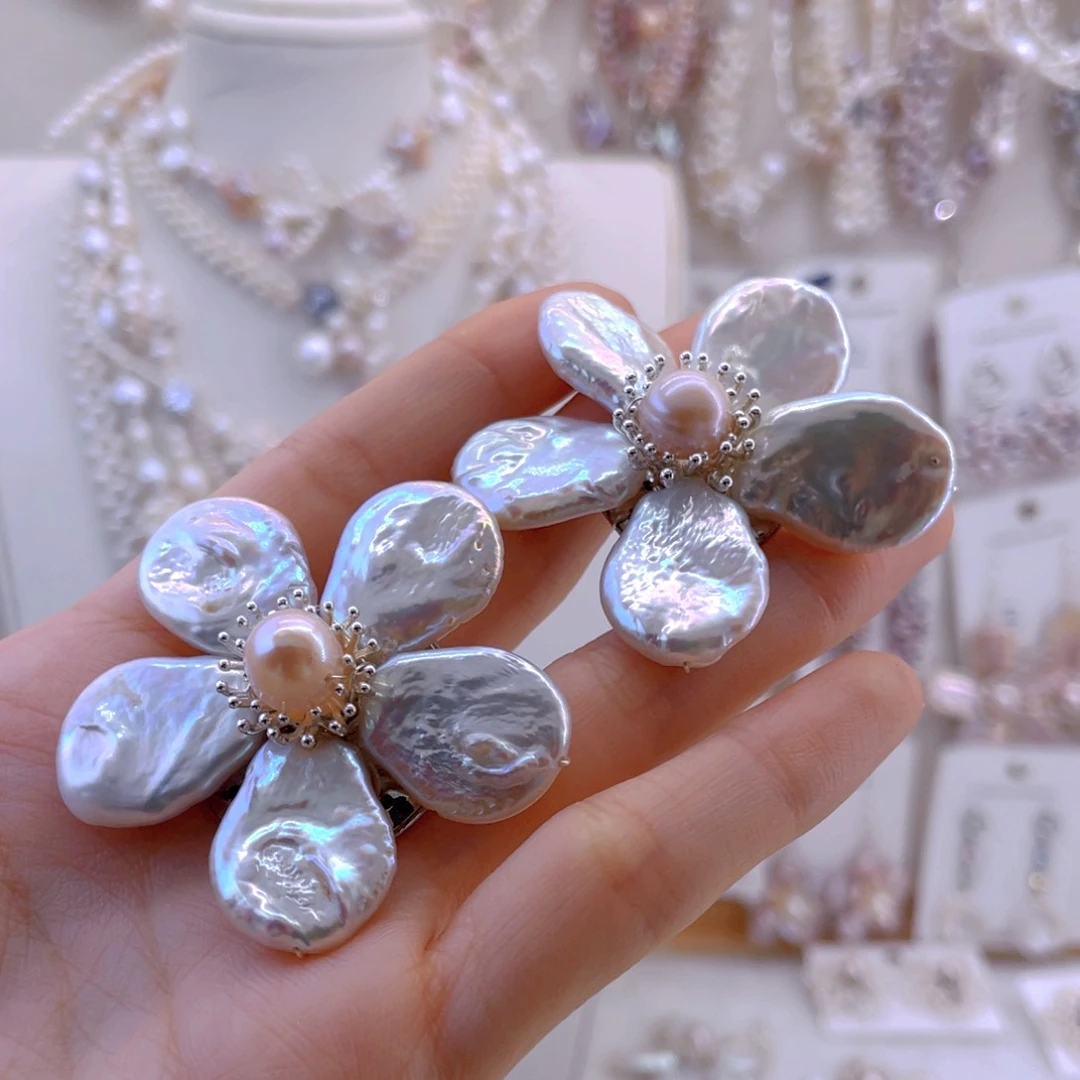 未镶嵌耳饰淡水珍珠胸针