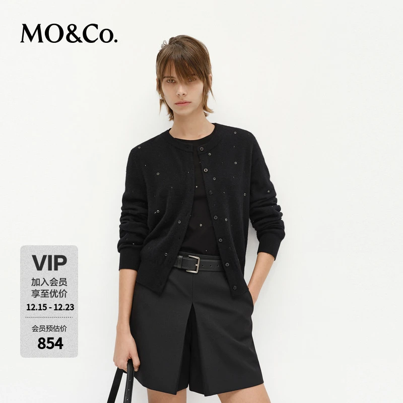 MOCO针织开衫2025春新年锦鲤刺绣绵羊毛MBE1CAR012