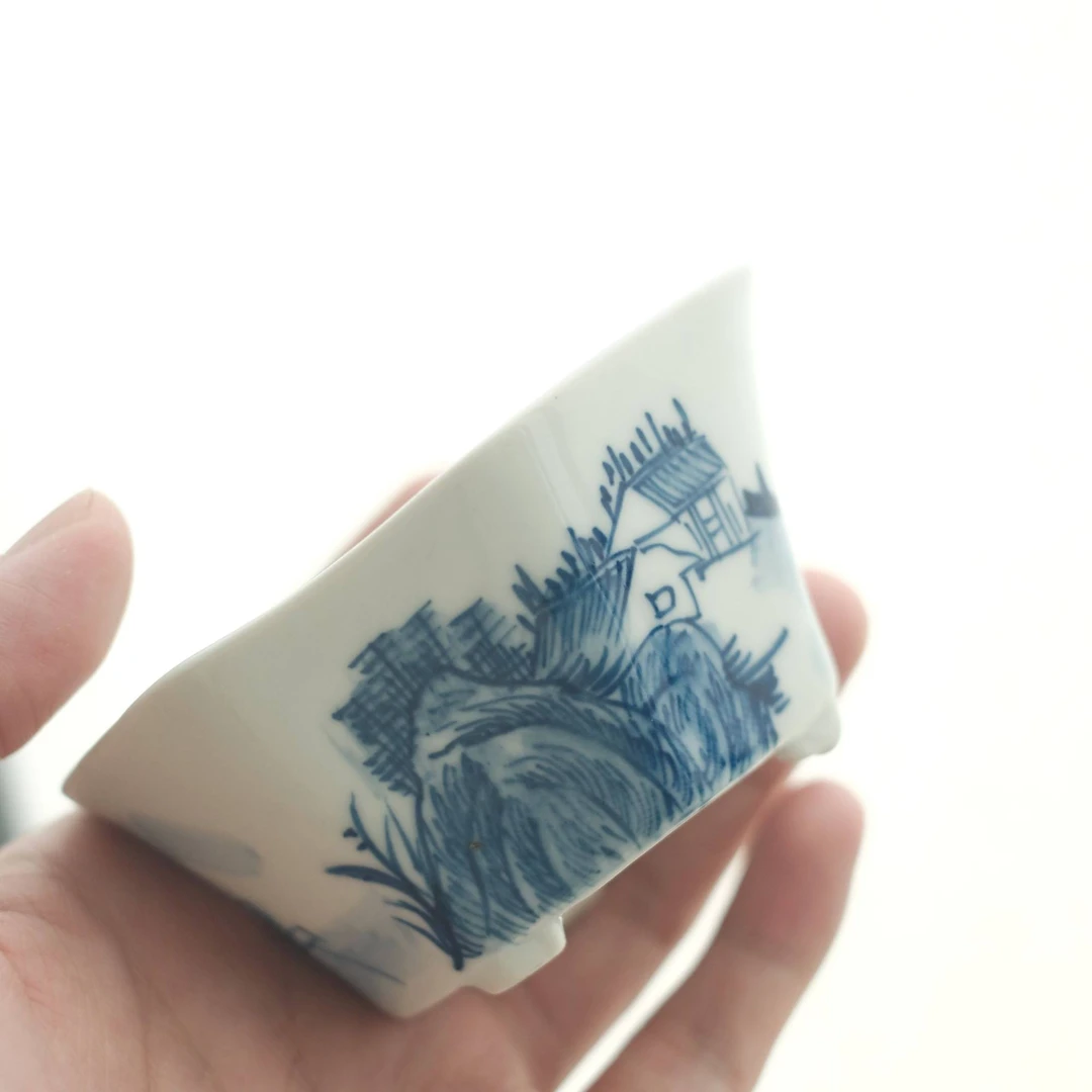 清物堂-山水茶仓-10*6.8-茶具-茶道-茶器-全手绘
