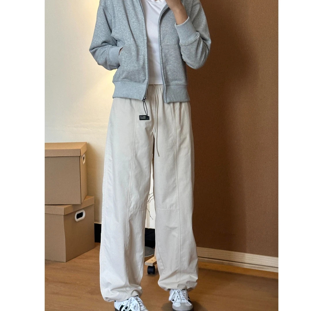 小个子秋季新款美式工装裤大码女微胖mm宽松显瘦直筒阔腿休闲裤子