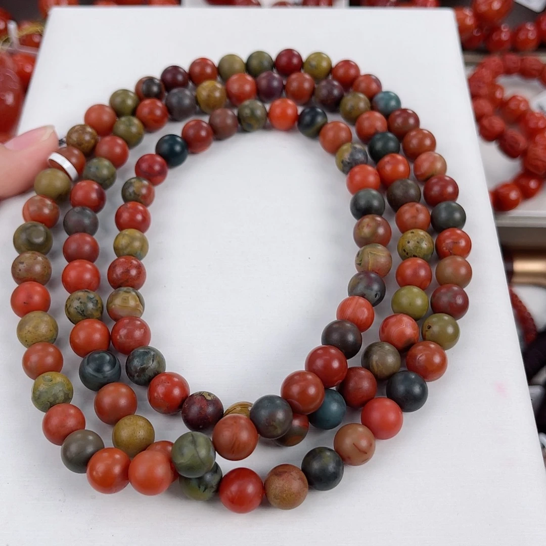 南红玛瑙未镶嵌大山包哑光包浆圆珠多圈9mm