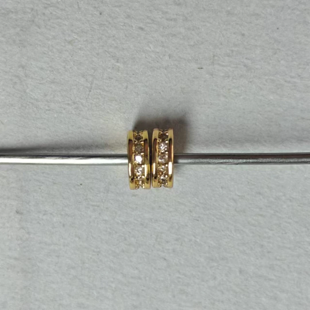 鎏金系列钻片白钻文玩配饰2片尺寸6mm