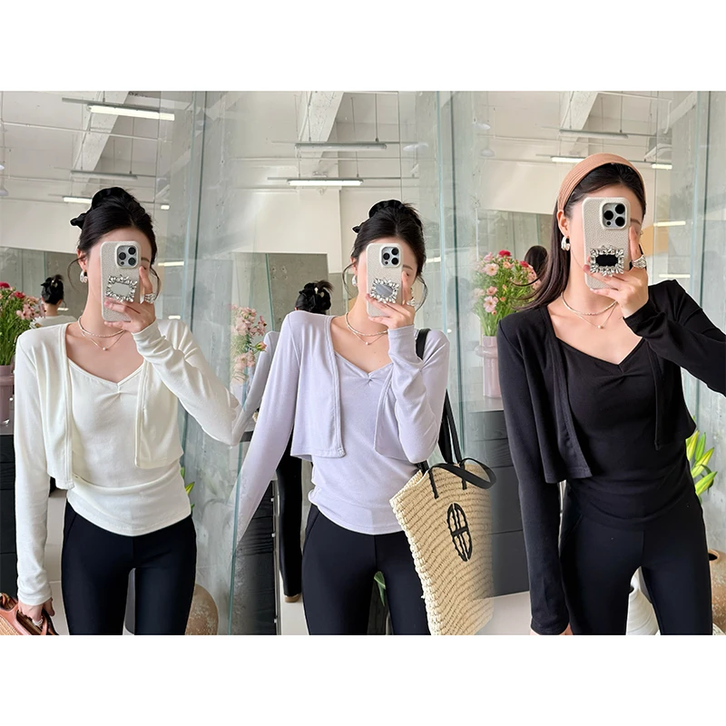 「子熙原创」2025秋季设计师新款上衣女真两件套长袖开衫外套4336