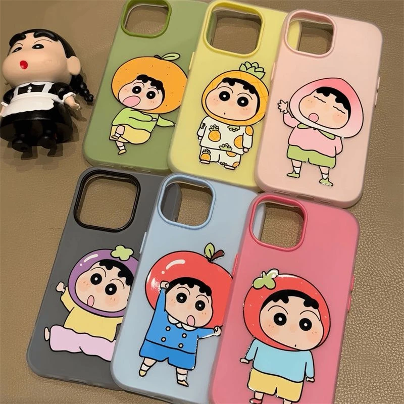 头套小新适用iphone16PRO手机壳苹果15/14/13卡通12/11磨砂防摔套