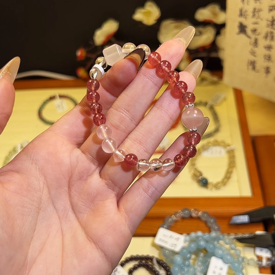 水晶手链银S925镶嵌-草莓4010