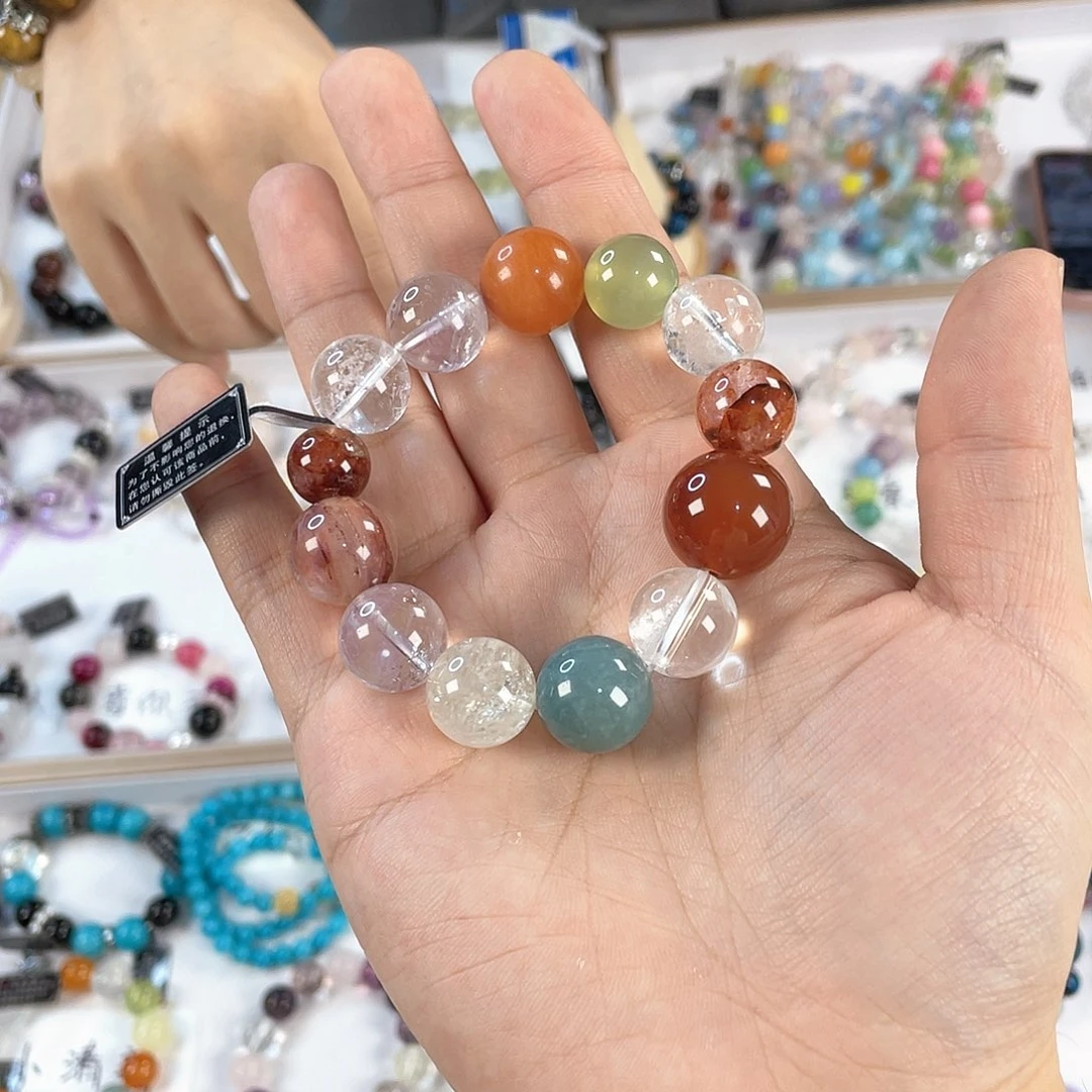 水晶手链银S925镀金镶嵌