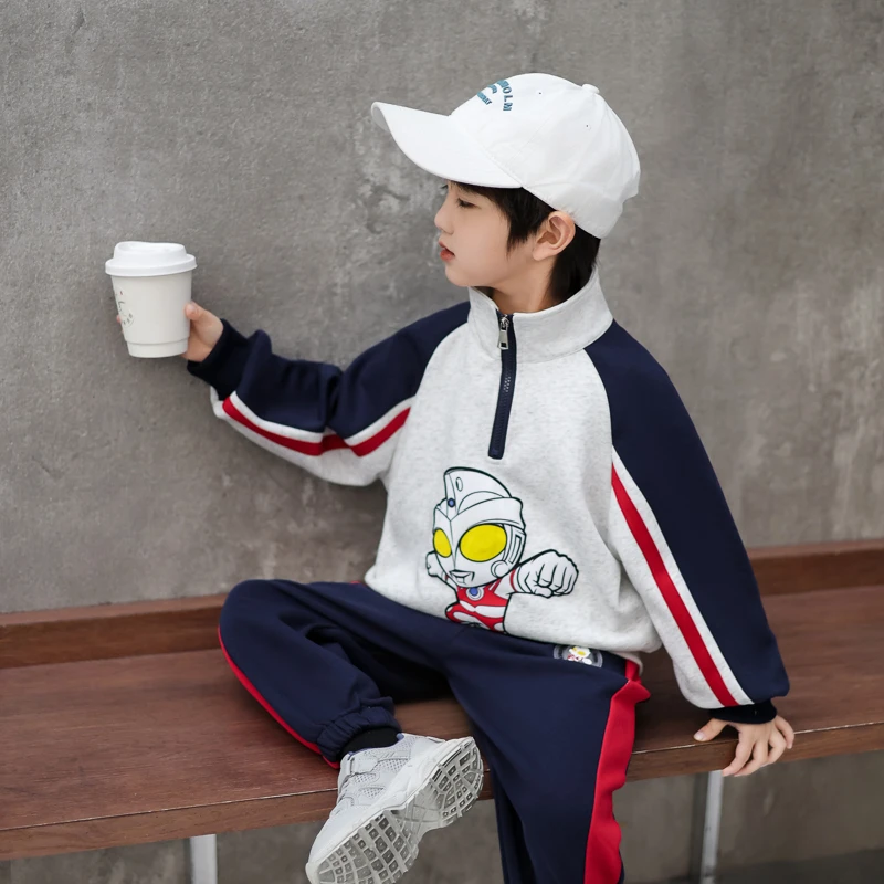 奥特曼衣服男童套装春装休闲运动儿童装洋气男孩春秋季时尚两件套