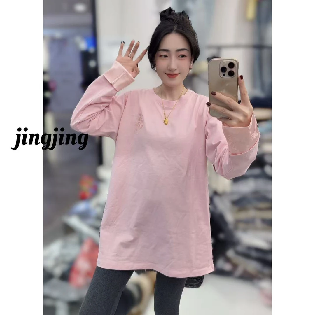 冬季新款休闲百搭花袖T恤（5075）