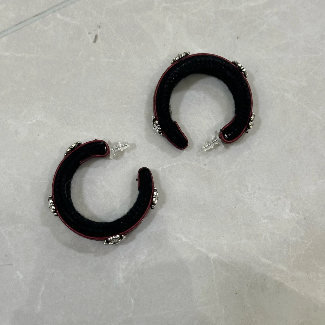 铜合金布艺耳饰 王大嘴原创 “黑红十字”耳圈A544