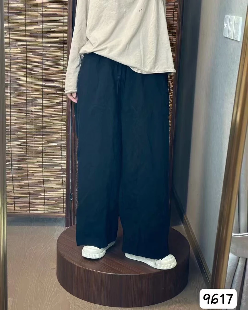 9617砂洗汉麻菱格压线双城直筒裤保暖休闲显瘦百搭