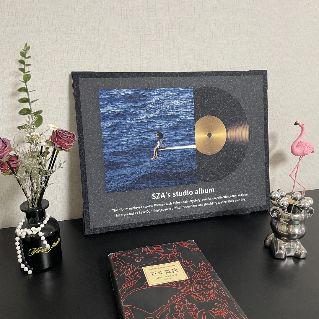 入户玄关摆件客厅黑胶唱片装饰画餐厅挂画小众艺术卧室桌面摆件