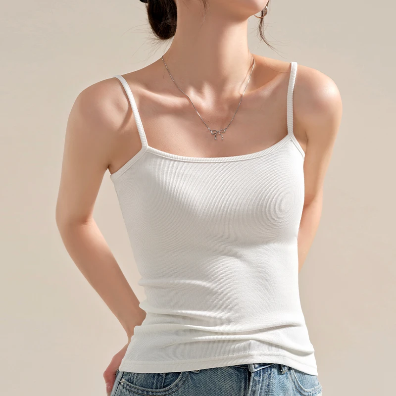 白色小吊带背心女夏外穿2025新款性感美背内搭螺纹打底上衣遮副乳