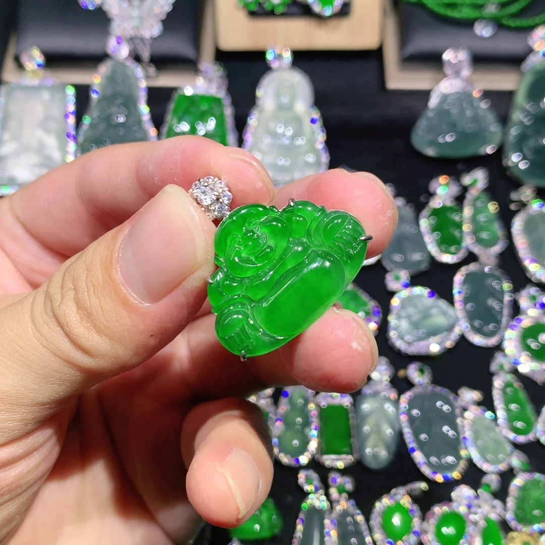 翡翠银S925镶嵌吊坠(赠链)